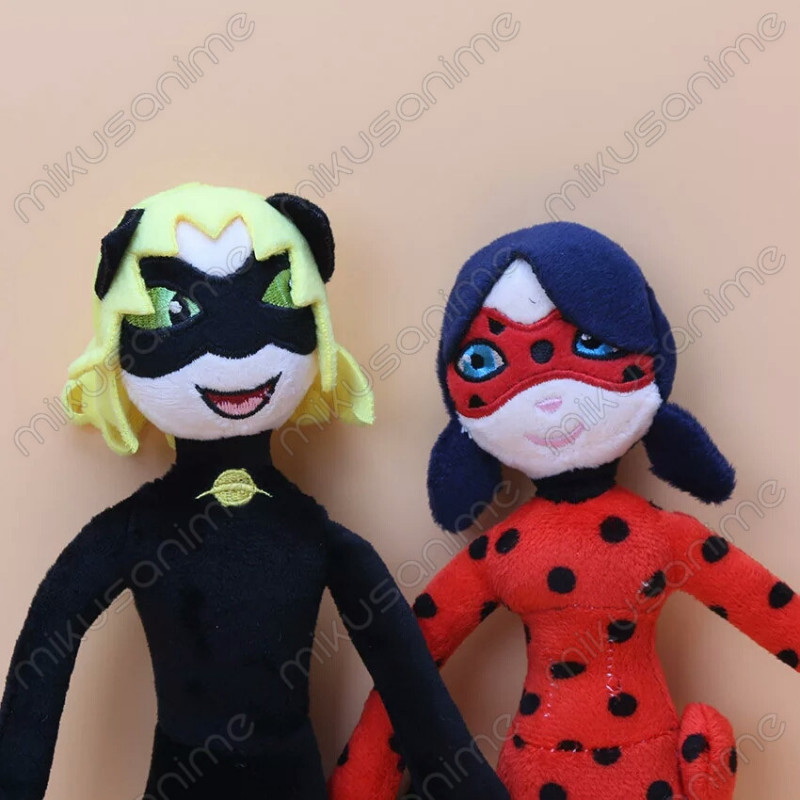 Lote/2unids Peluche Miraculous Ladybug y Cat Noir 30CM