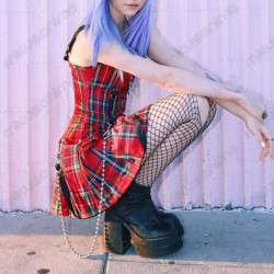 Vestido gótico cuadros punk - Moda Kawaii