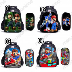 Set  escolar mochila estuche super Mario