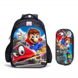 Set  escolar mochila estuche super Mario